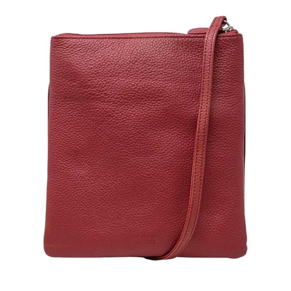 Giani Bernini Red Triple-Zip Pebble Leather Crossbody Bag